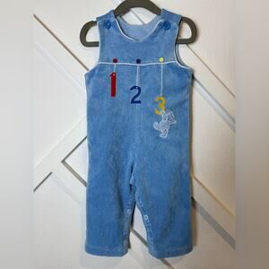 Vintage Thomas Baby Overalls Romper Blue With Numbers And Bear Size 18 Month
